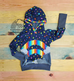 Rainbow Raindrops Cloud Pocket Hoodie, 4-7yr, READY TO SHIP