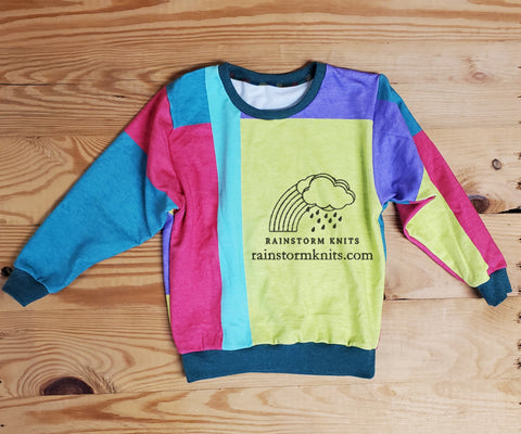 Neon Block Sweatshirt, size 5/6yr, Ready to Ship