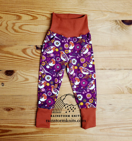 Floral Robin Joggers, 1-3yr, ready to ship