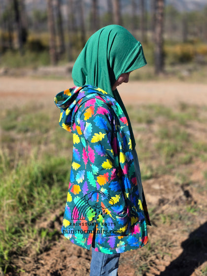 Rainbow Leaves Cardigan, 8 yr, READY TO SHIP