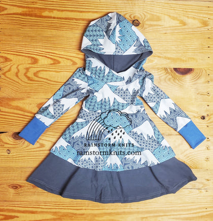 Hooded Mountain Peak Dress, 18m-4yr, READY TO SHIP
