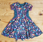 Mushrooms Pocket Dress, size 6yr, READY TO SHIP