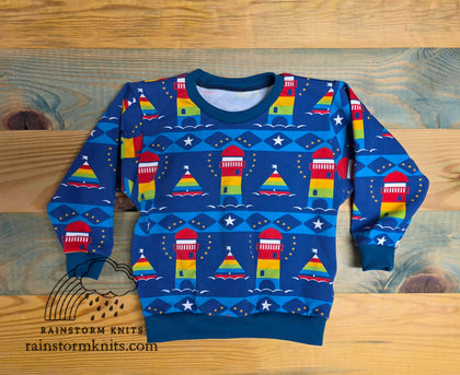 Sailboats Pullover, sz 3-4yr, READY TO SHIP