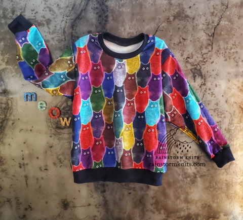 Meow sweatshirt, size 7/8yr, READY TO SHIP