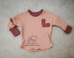 Heart Applique Grow with Me Long Sleeve Dolman Tee, Size 3 to 12 Months, READY TO SHIP